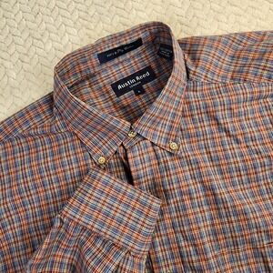 Austin Reed London Mens Large Plaid Button‎ Down Long Sleeve Shirt